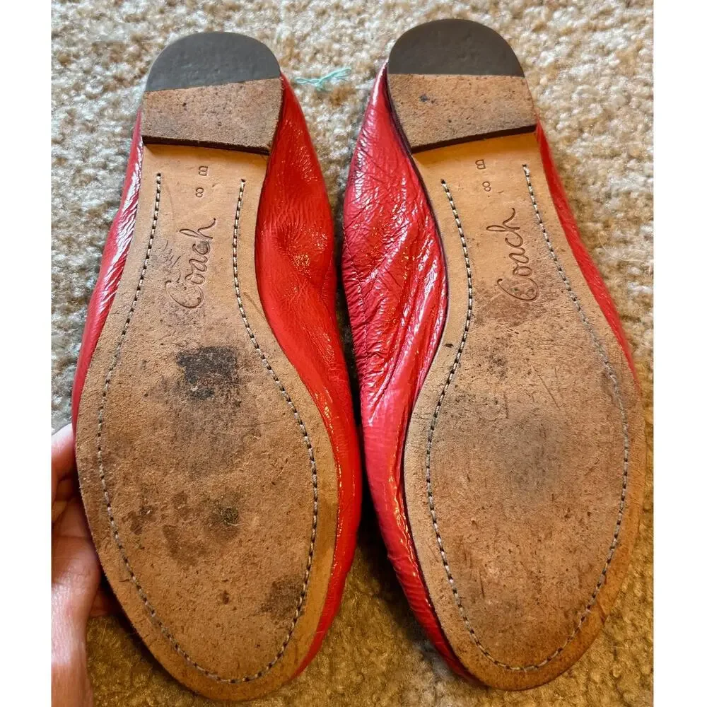 Coach Women’s Junie Patent Leather Coral Loafers Size 8 - Picture 2 of 4